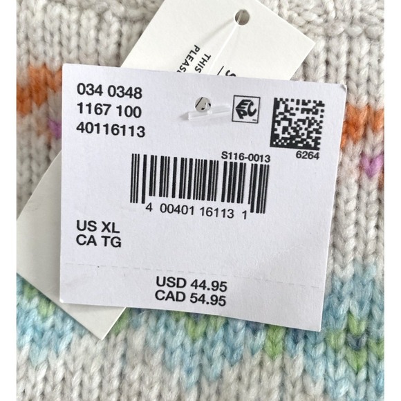 American Eagle Womens Crew Neck Knit Sweater Multi Color Zigzag Print NWT XL - Picture 4 of 8
